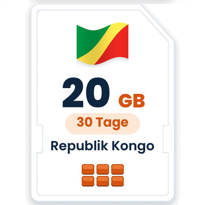 Republik Kongo eSIM – 20 GB, 30 Tage gültig