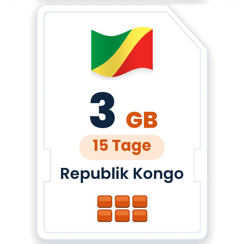 Republik Kongo eSIM – 3 GB, 15 Tage gültig