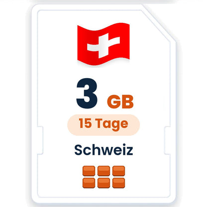 Schweiz eSIM – 3 GB, 15 Tage gültig