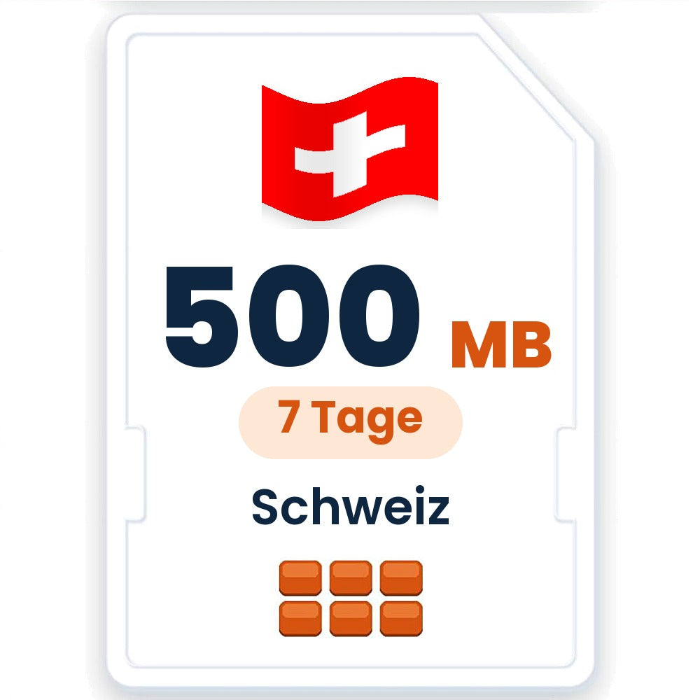 Schweiz eSIM – 500 MB, 7 Tage gültig