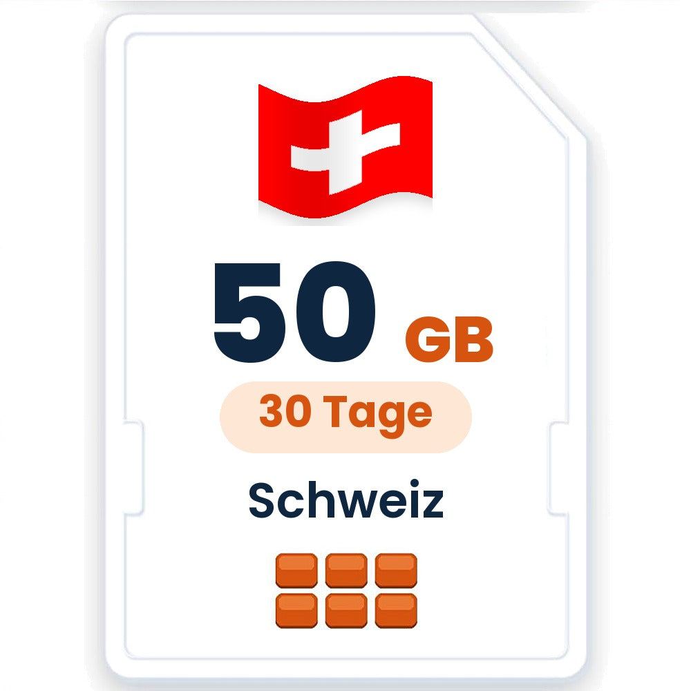 Schweiz eSIM – 50 GB, 30 Tage gültig