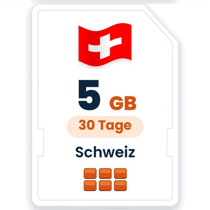 Schweiz eSIM – 5 GB, 30 Tage gültig