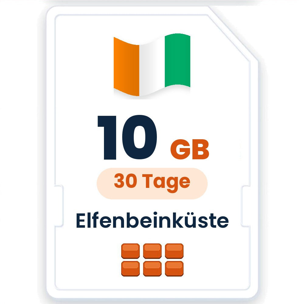Elfenbeinküste eSIM – 10 GB, 30 Tage gültig