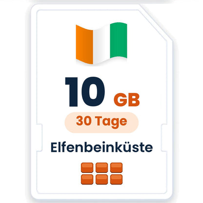 Elfenbeinküste eSIM – 10 GB, 30 Tage gültig