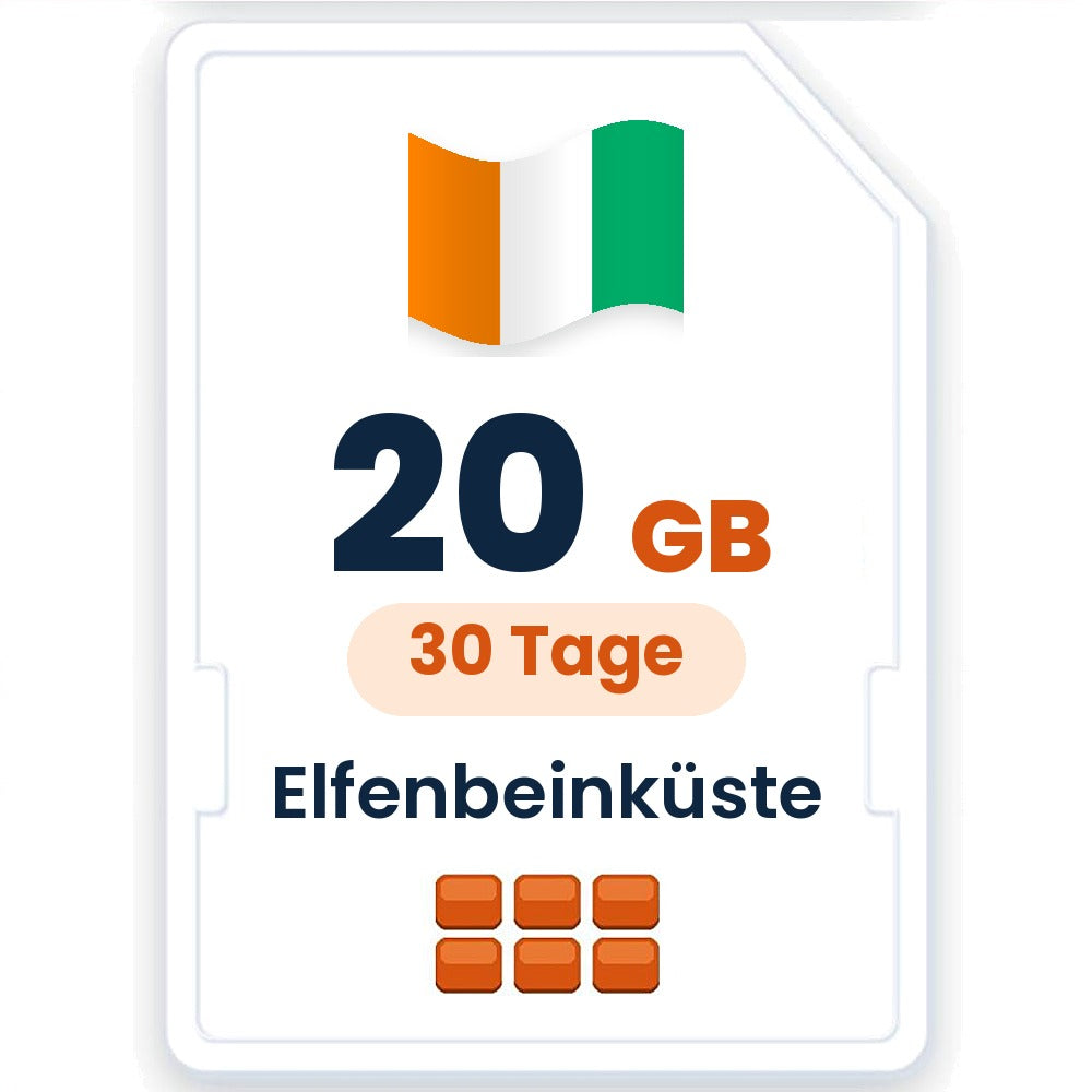 Elfenbeinküste eSIM – 20 GB, 30 Tage gültig