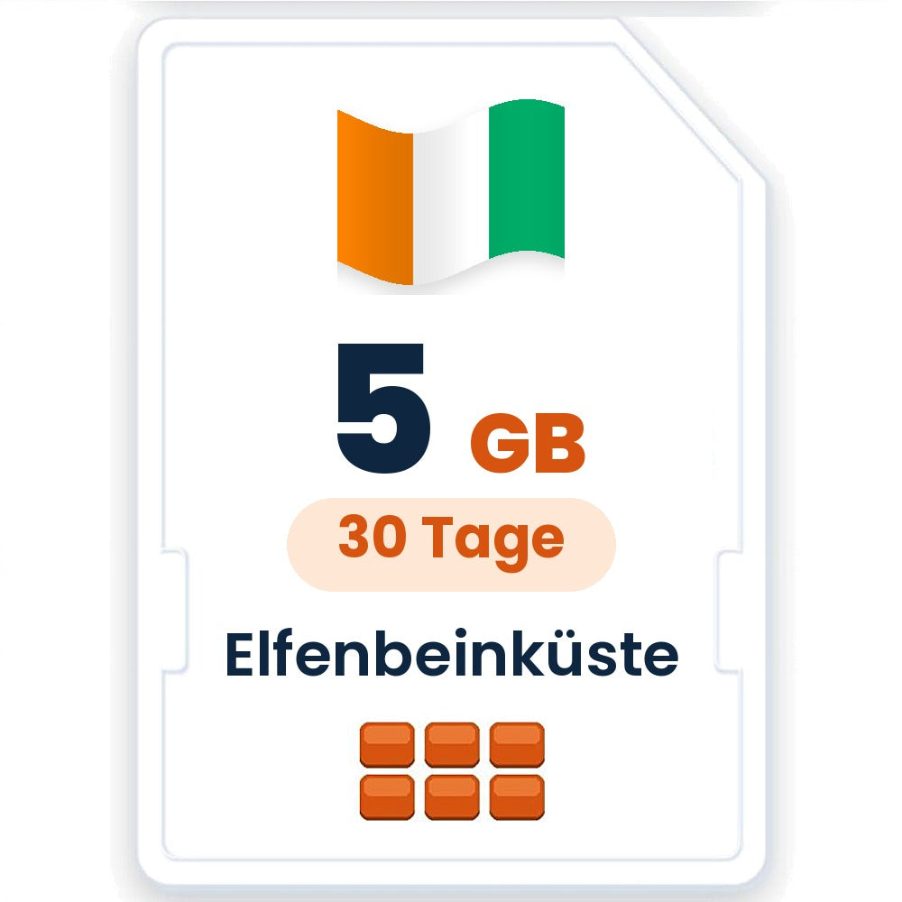 Elfenbeinküste eSIM – 5 GB, 30 Tage gültig
