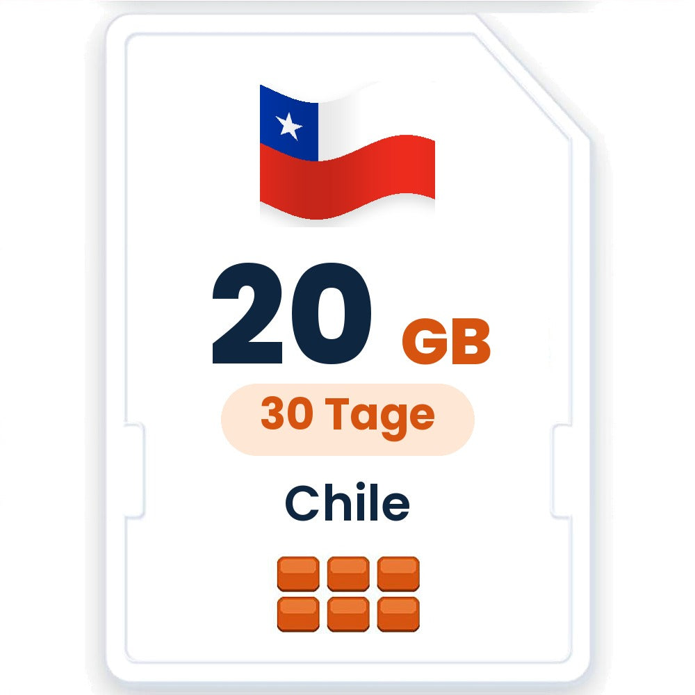 Chile eSIM – 20 GB, 30 Tage gültig