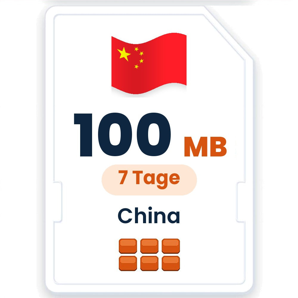 China eSIM – 100 MB, 7 Tage gültig
