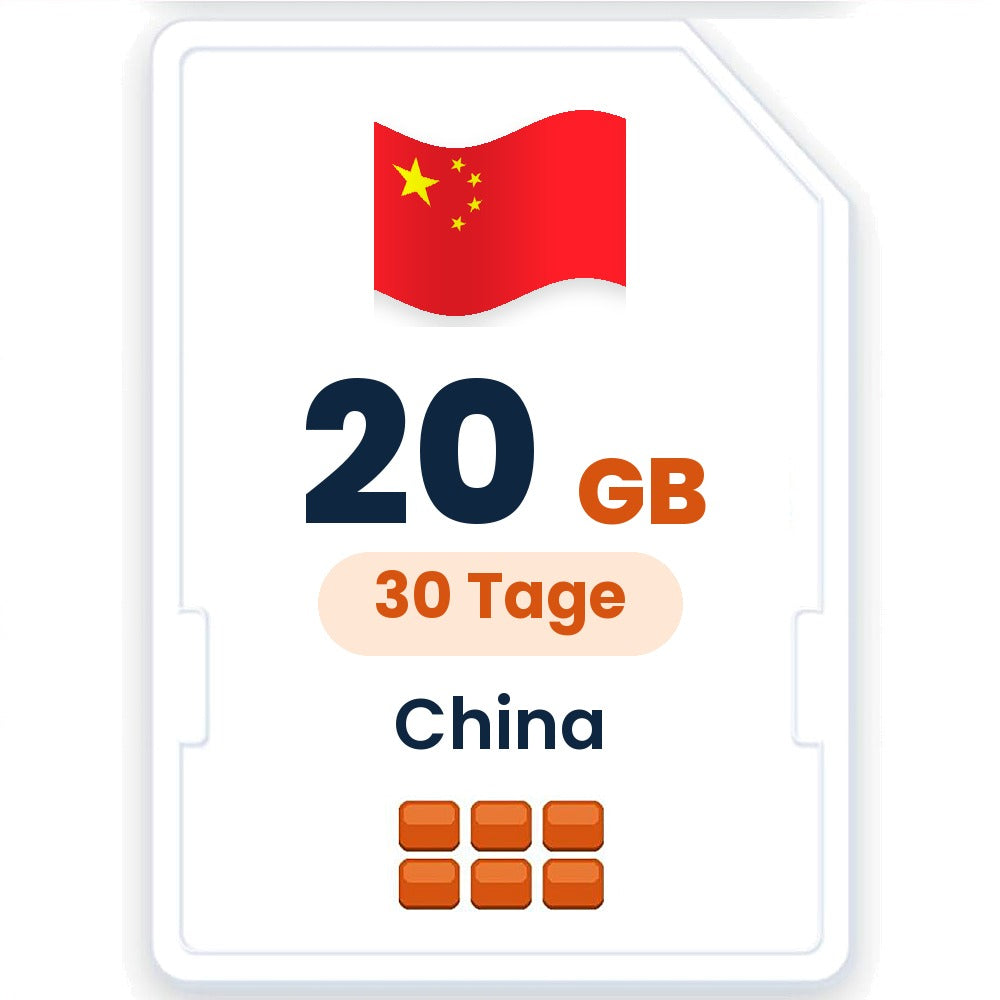 China eSIM – 20 GB, 30 Tage gültig