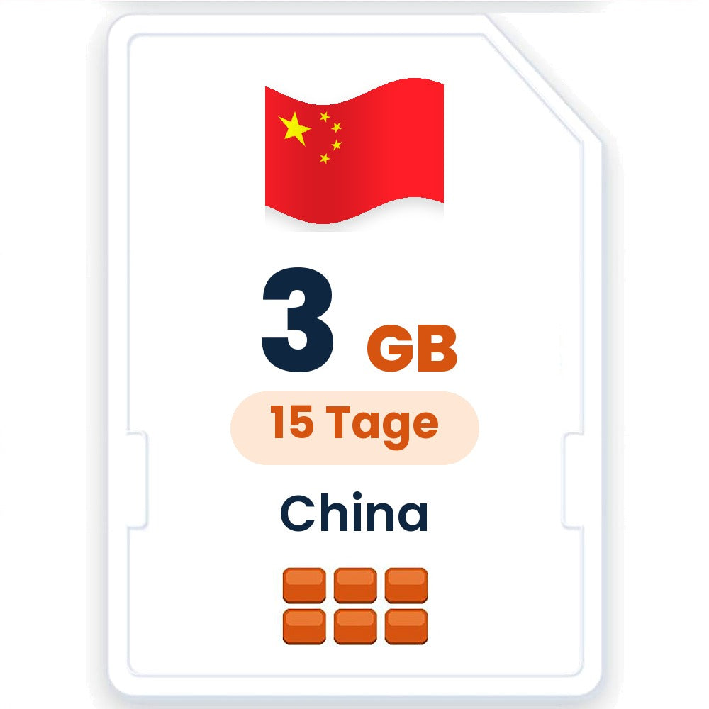 China eSIM – 3 GB, 15 Tage gültig