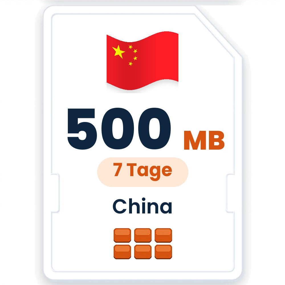 China eSIM – 500 MB, 7 Tage gültig