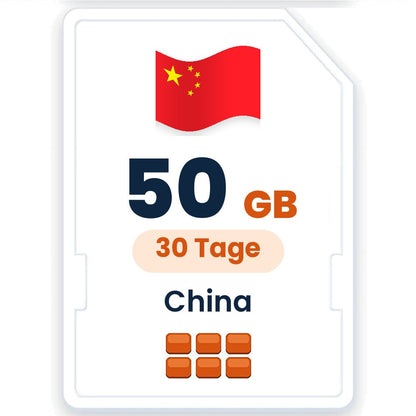 China eSIM – 50 GB, 30 Tage gültig