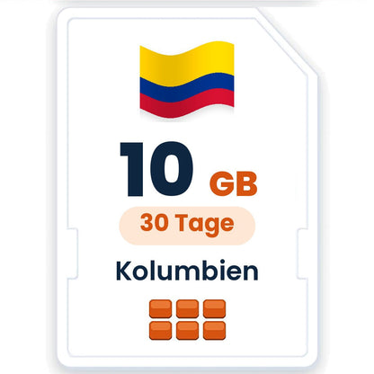 Kolumbien eSIM – 10 GB, 30 Tage gültig