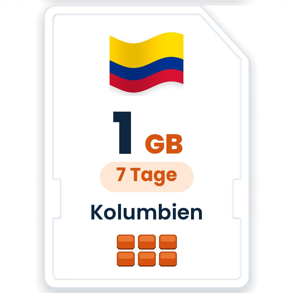 Kolumbien eSIM – 1 GB, 7 Tage gültig