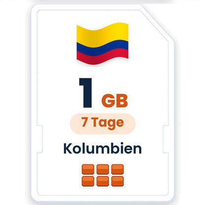Kolumbien eSIM – 1 GB, 7 Tage gültig