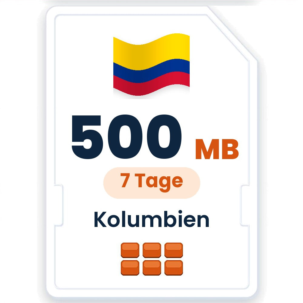 Kolumbien eSIM – 500 MB, 7 Tage gültig