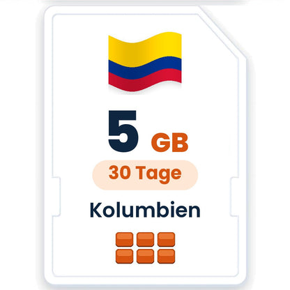 Kolumbien eSIM – 5 GB, 30 Tage gültig