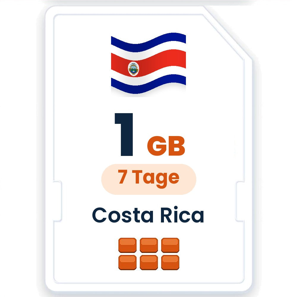 Costa Rica eSIM – 1 GB, 7 Tage gültig