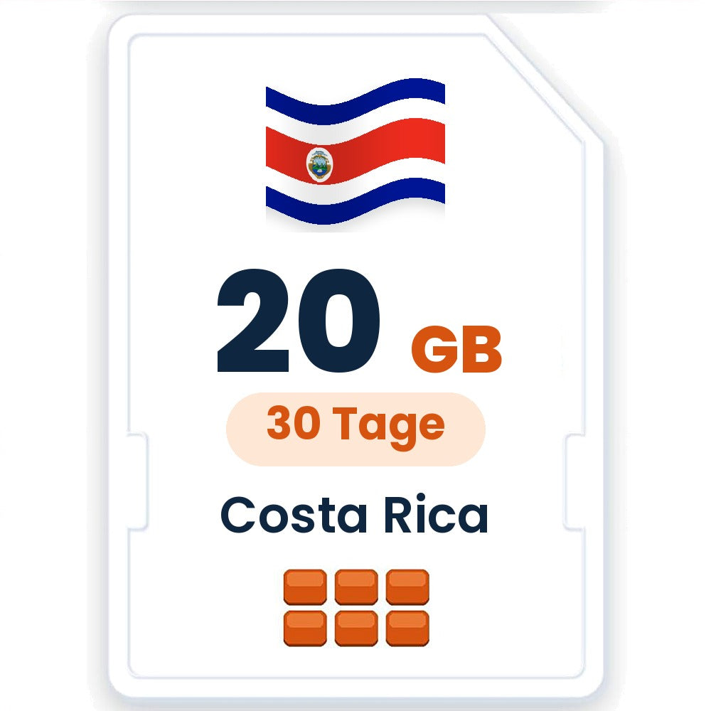 Costa Rica eSIM – 20 GB, 30 Tage gültig