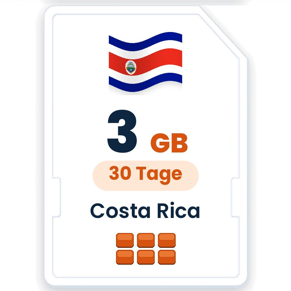 Costa Rica eSIM – 3 GB, 30 Tage gültig