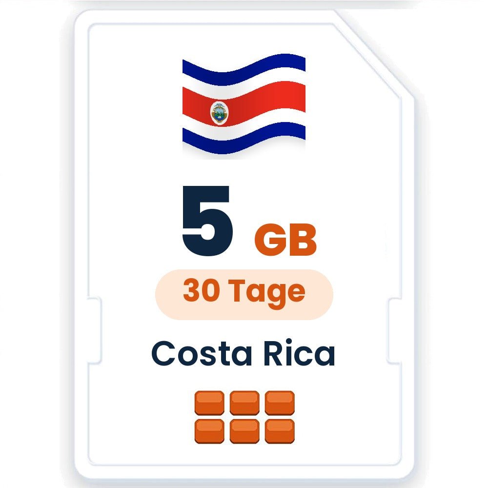 Costa Rica eSIM – 5 GB, 30 Tage gültig