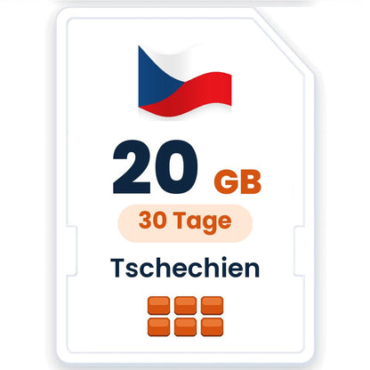 Tschechien eSIM – 20 GB, 30 Tage gültig