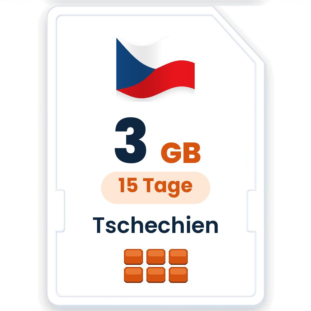 Tschechien eSIM – 3 GB, 15 Tage gültig