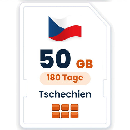 Tschechien eSIM – 50 GB, 180 Tage gültig
