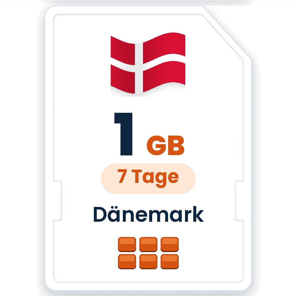 Dänemark eSIM – 1 GB, 7 Tage gültig