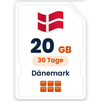 Dänemark eSIM – 20 GB, 30 Tage gültig