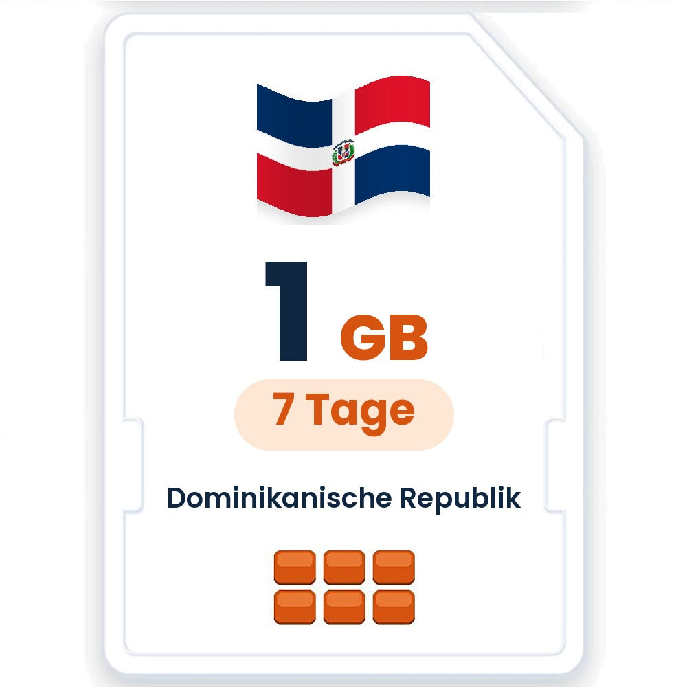 Dominikanische Republik eSIM – 1 GB, 7 Tage gültig