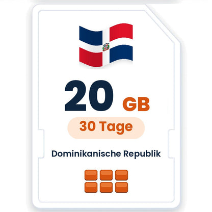 Dominikanische Republik eSIM – 20 GB, 30 Tage gültig