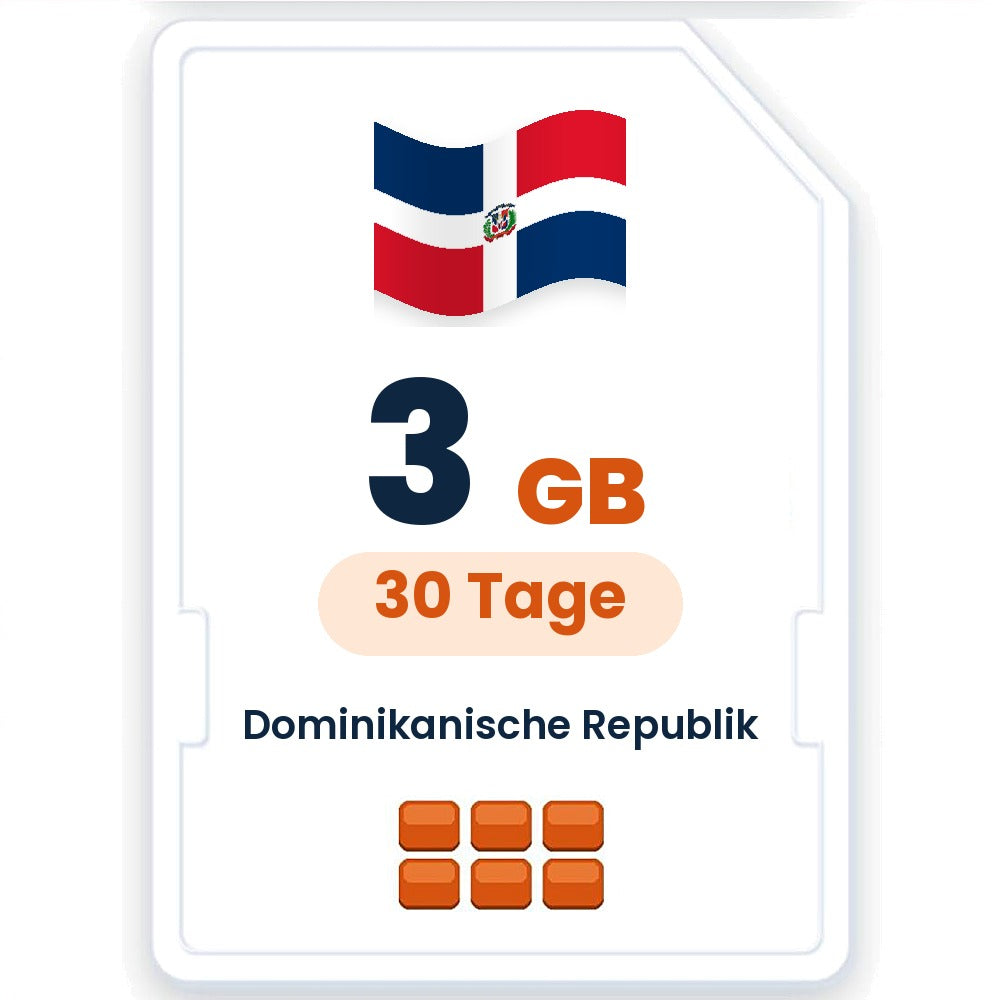Dominikanische Republik eSIM – 3 GB, 30 Tage gültig