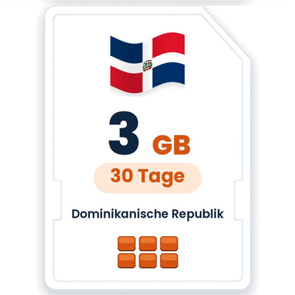Dominikanische Republik eSIM – 3 GB, 30 Tage gültig