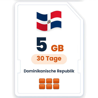Dominikanische Republik eSIM – 5 GB, 30 Tage gültig