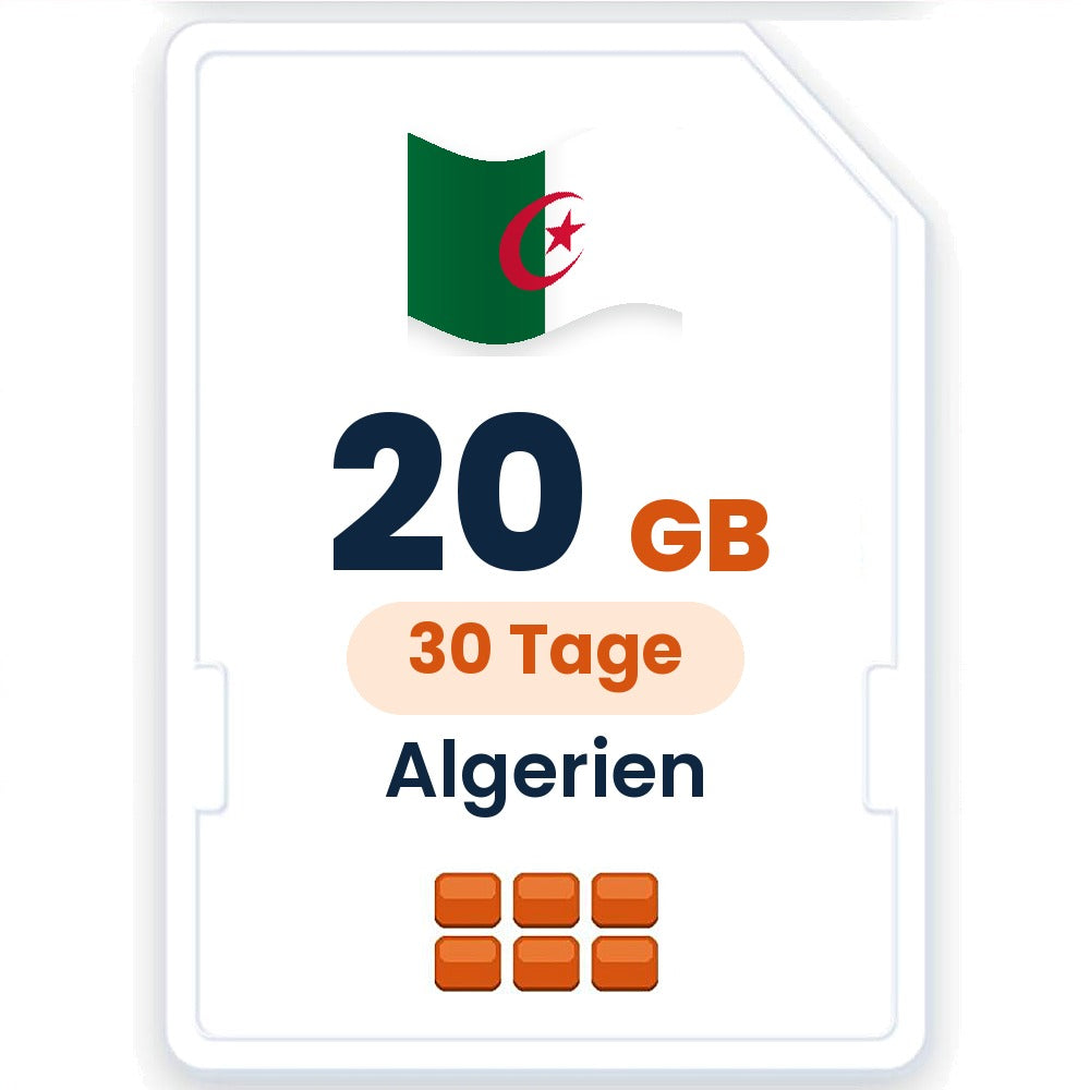 Algerien eSIM – 20 GB, 30 Tage gültig