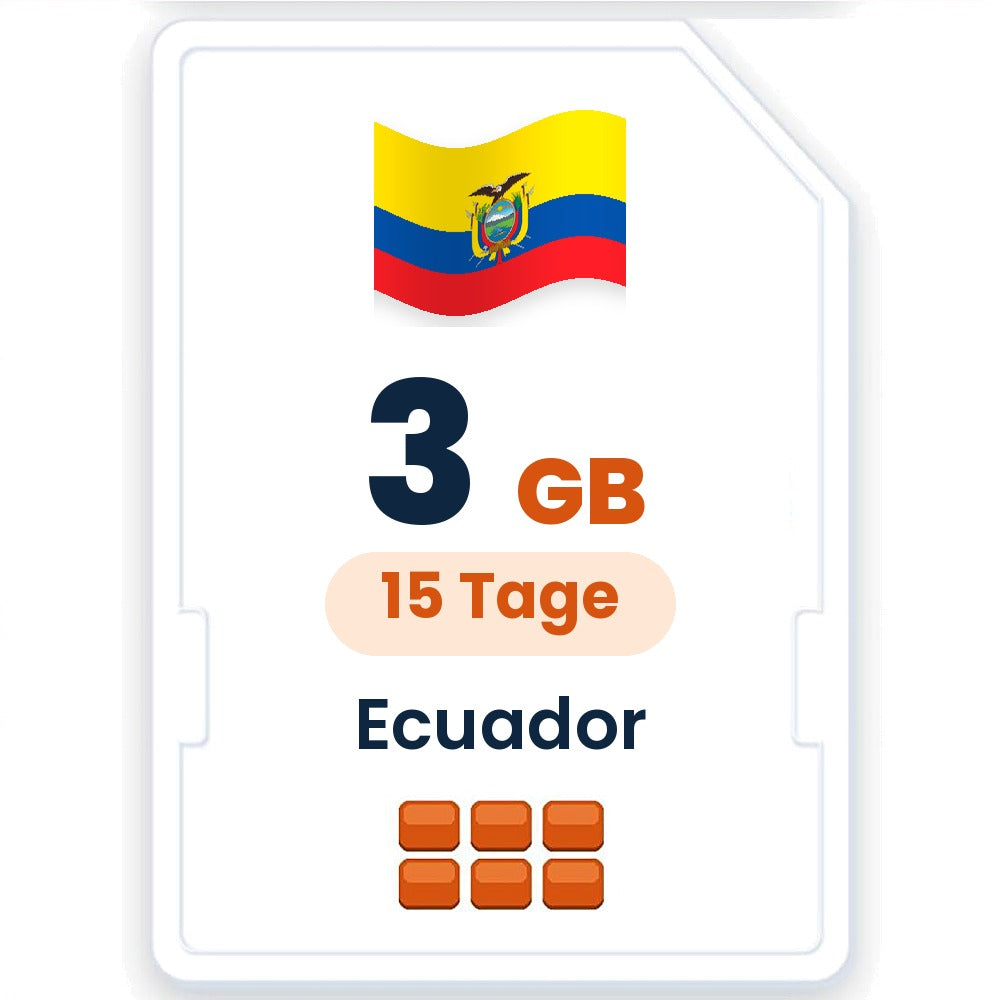 Ecuador eSIM – 3 GB, 15 Tage gültig