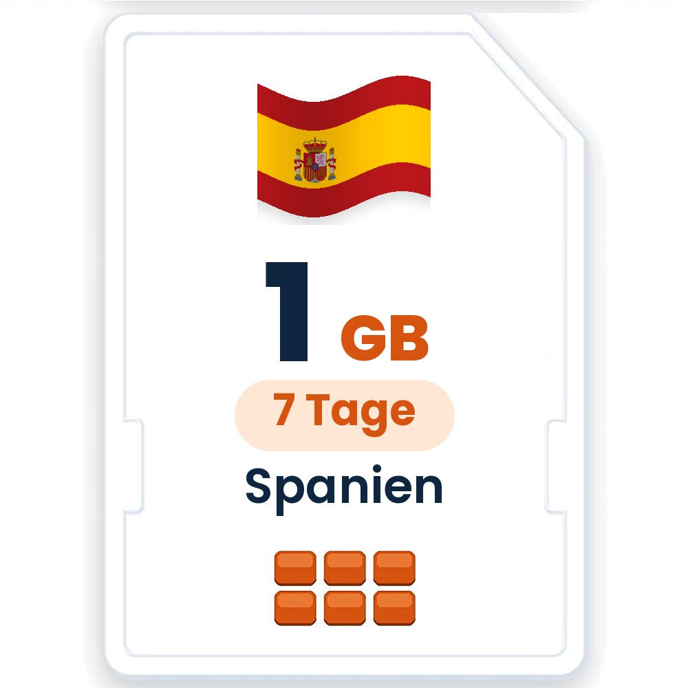 Spanien eSIM – 1 GB, 7 Tage gültig