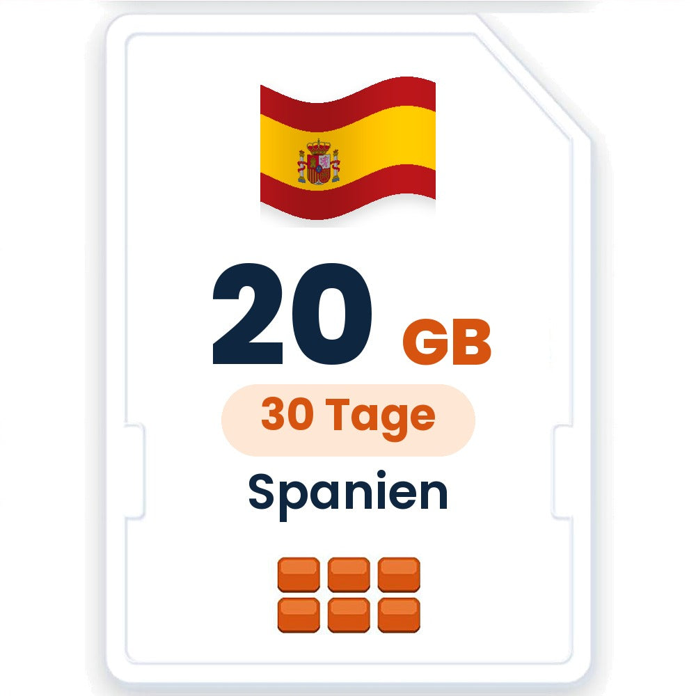 Spanien eSIM – 20 GB, 30 Tage gültig