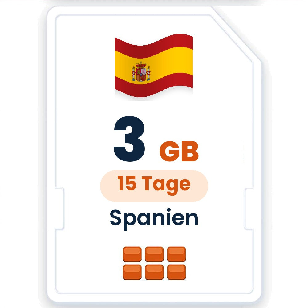 Spanien eSIM – 3 GB, 15 Tage gültig