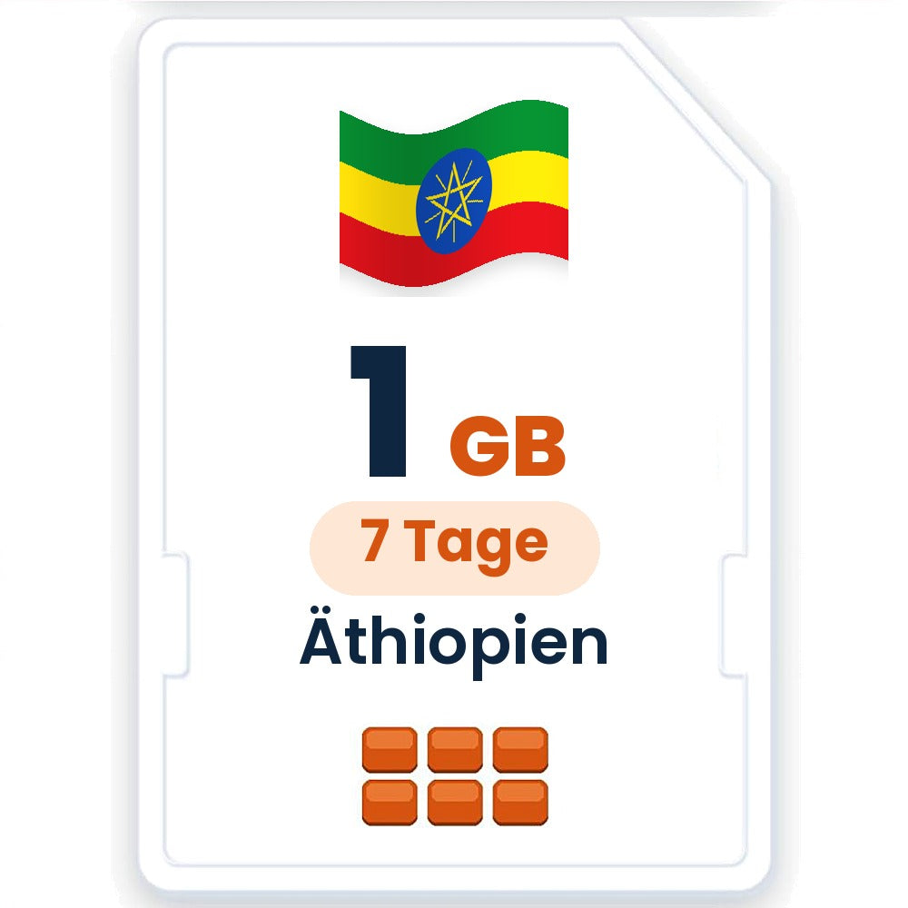 Äthiopien eSIM – 1 GB, 7 Tage gültig