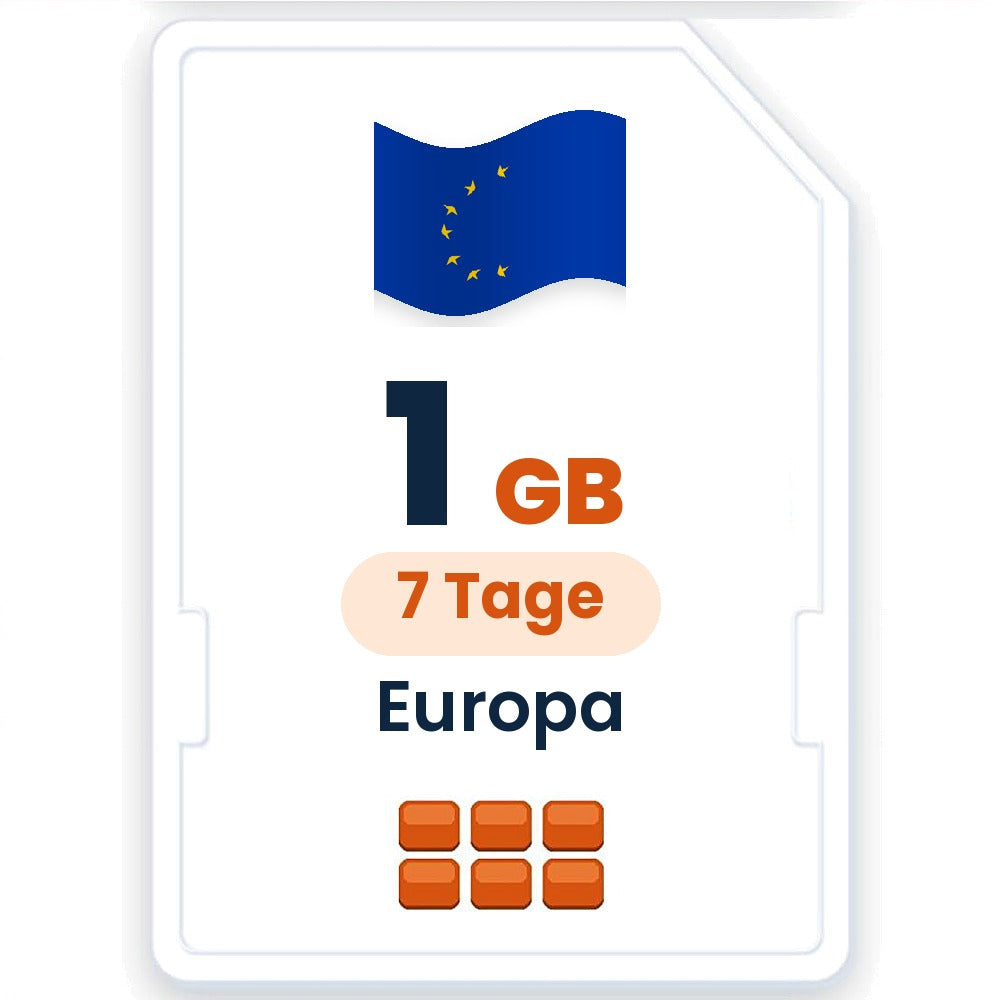 Europa eSIM – 1 GB, 7 Tage gültig