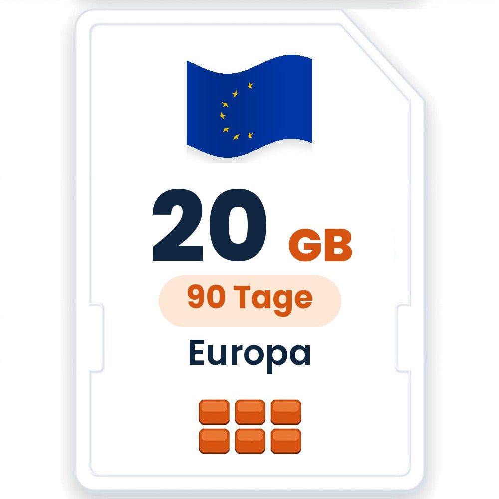 Europa eSIM – 20 GB, 90 Tage gültig