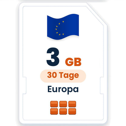 Europa eSIM – 3 GB, 30 Tage gültig
