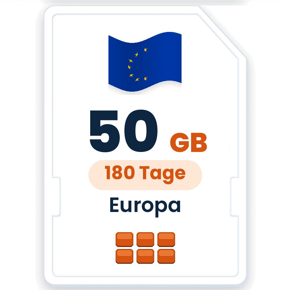 Europa eSIM – 50 GB, 180 Tage gültig