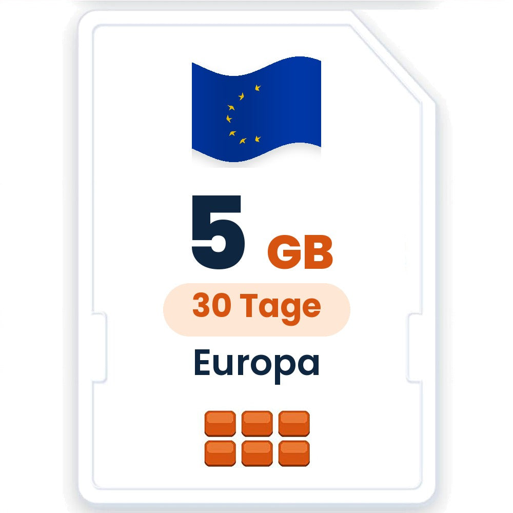 Europa eSIM – 5 GB, 30 Tage gültig