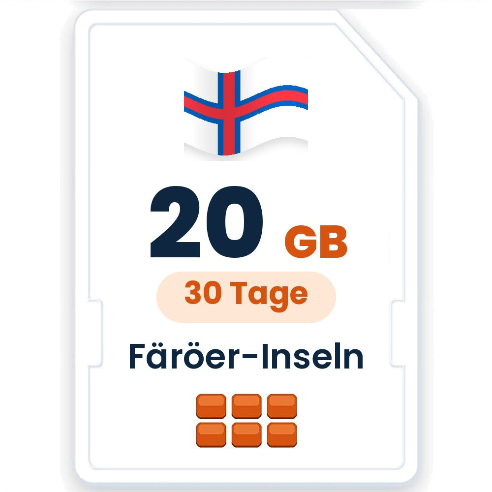 Färöer-Inseln eSIM – 20 GB, 30 Tage gültig