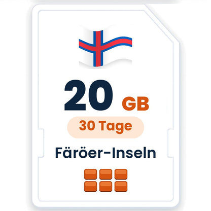 Färöer-Inseln eSIM – 20 GB, 30 Tage gültig