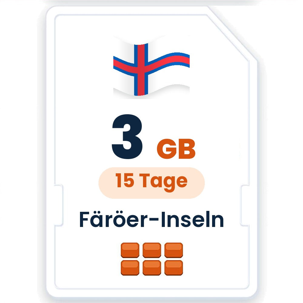Färöer-Inseln eSIM – 3 GB, 15 Tage gültig