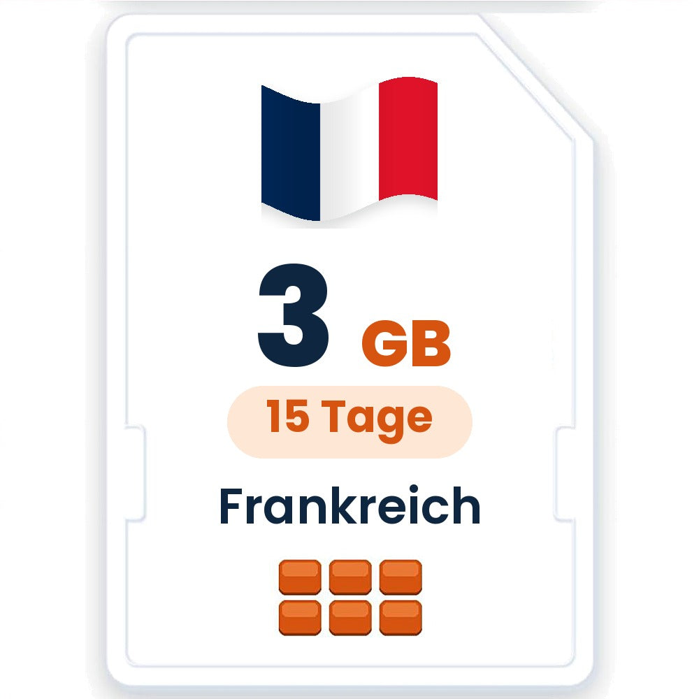 Frankreich eSIM – 3 GB, 15 Tage gültig